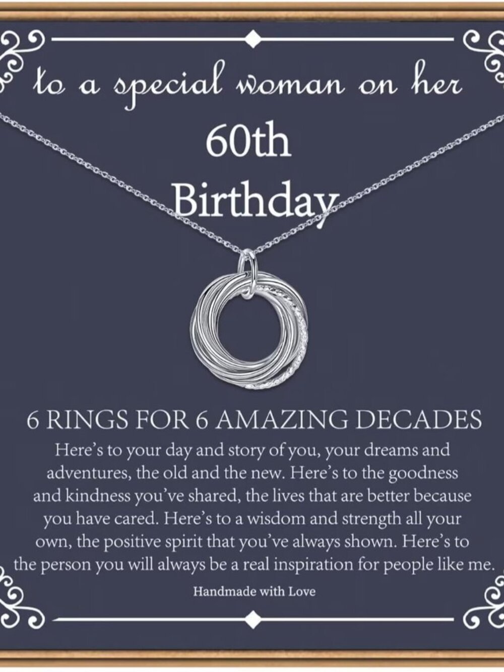 Elegant 60th Birthday Pearl Necklace with Intertwined Rings